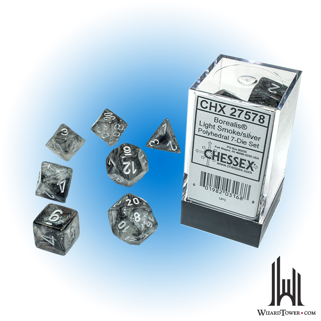 Borealis - Polyhedral 7-Die Set - Light Smoke / Silver Luminary